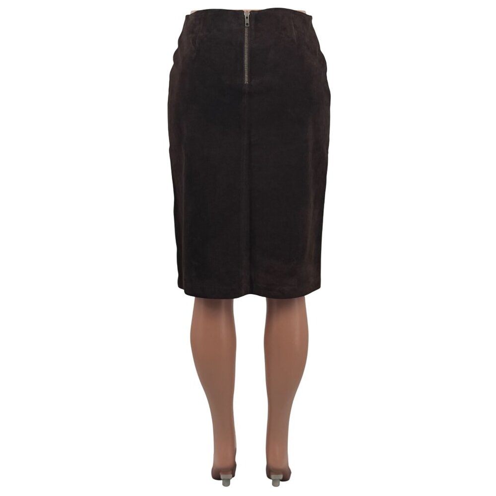 Archival 2003 GAP Blue Label Genuine Suede Column Skirt | Dark Academia Boho VTG - Picture 10 of 16